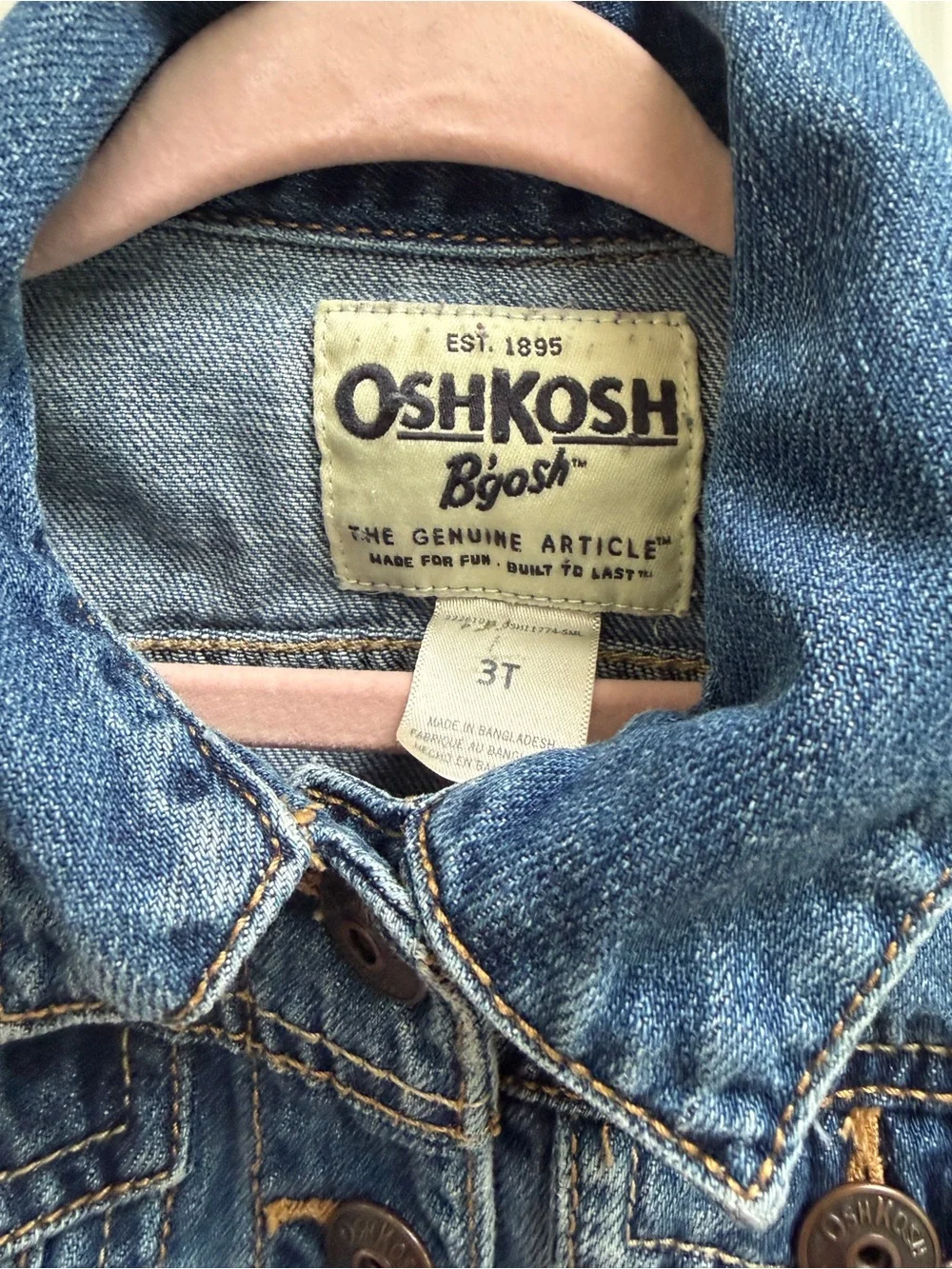 OshKosh B'gosh Girls 3T Classic Blue Denim Jean Jacket